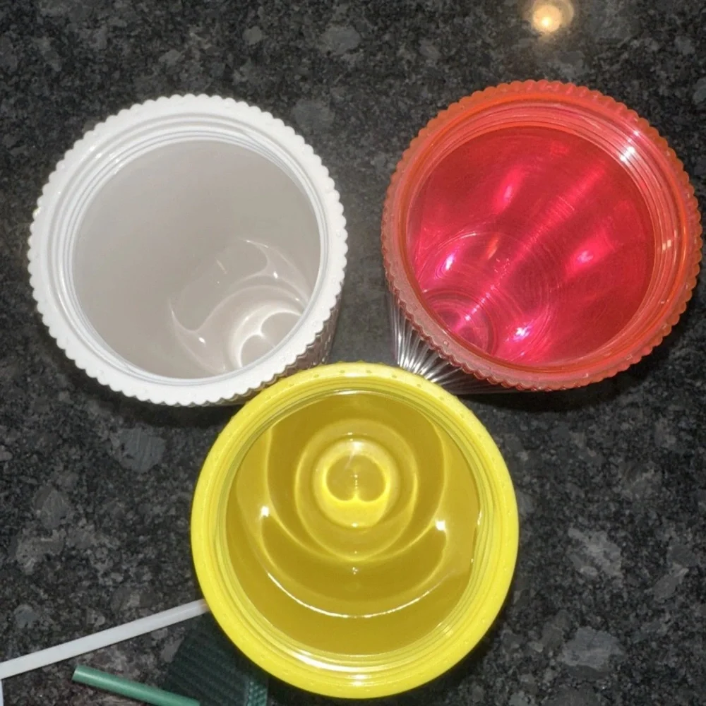 Lot of 3 Starbucks Venti Cold Cup Tumblers Plastic Hawaii Pineapple Pink Pearl
